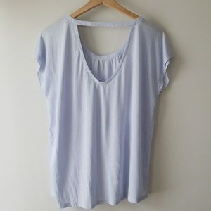 LOFT Open Back Baby Blue Blouse Tee Small NWT